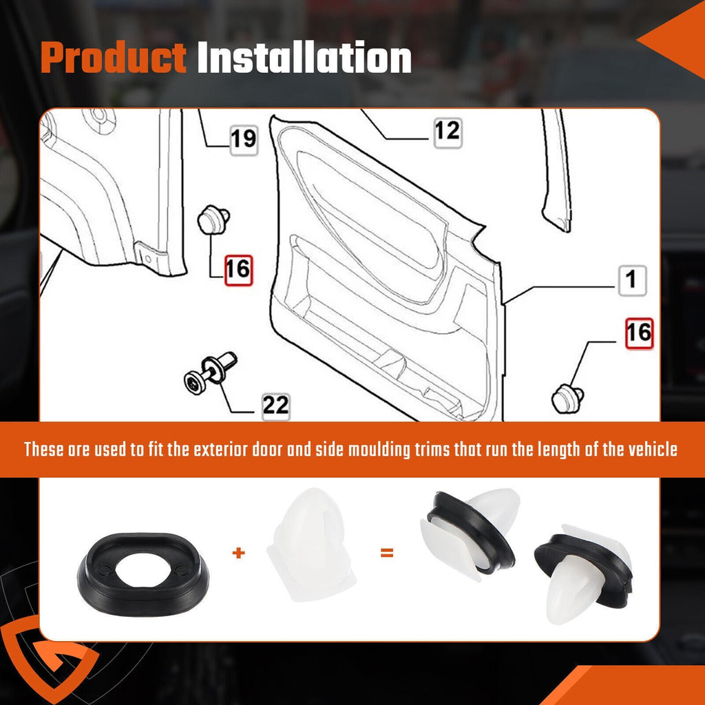 50x Side Door Moulding Panel Trim Clips Plastic For Citroen Relay Peugeot Boxer