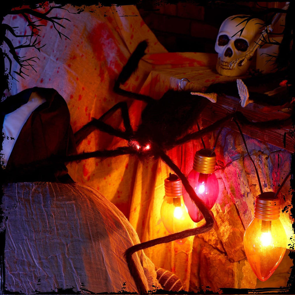 200CM Giant Eyes glowing Scary Spider Haunted House Prop Halloween Decoration