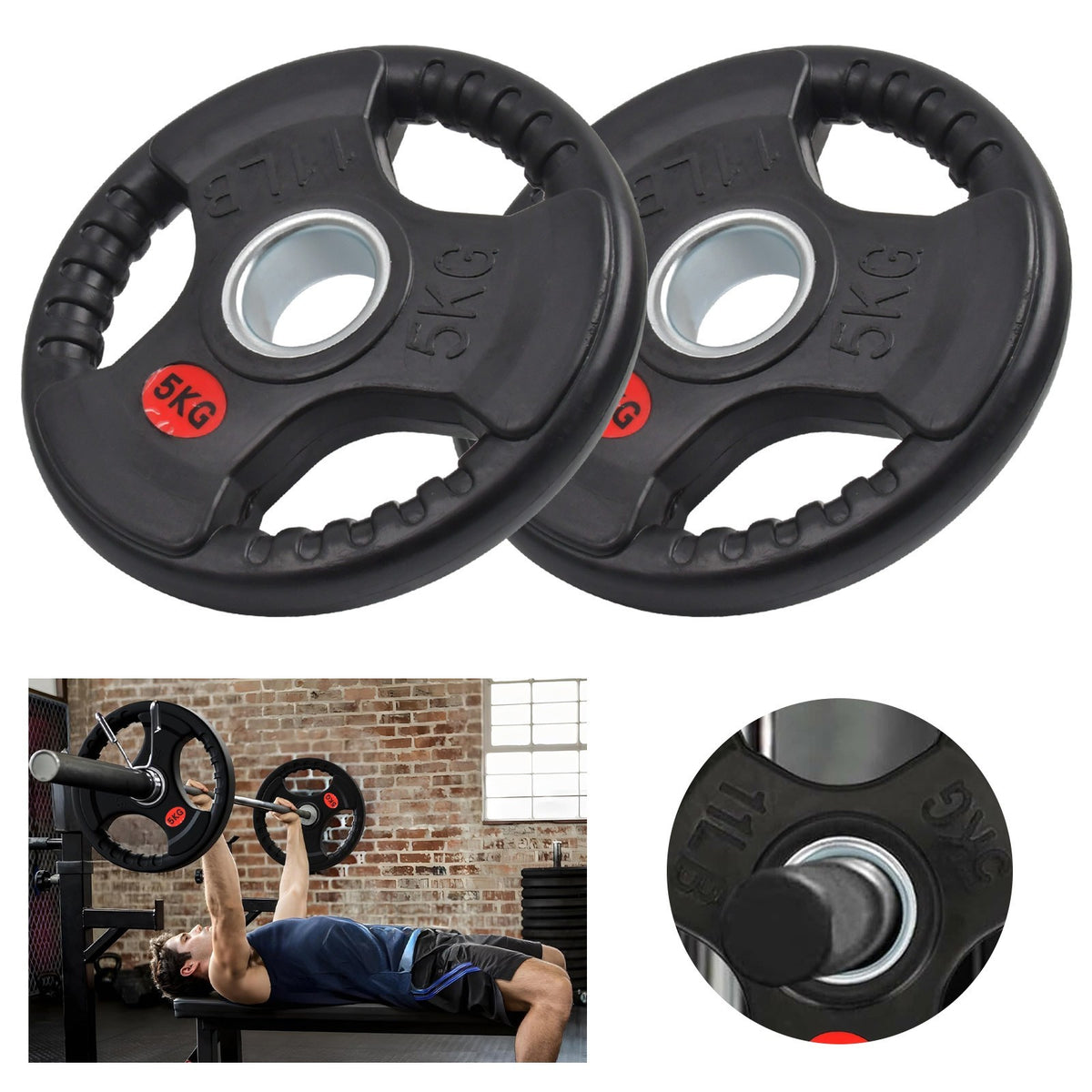 Weight Plates Set Pair Cast-Iron 2" Hole Disc Dumbbell Olympic Barbell Weights