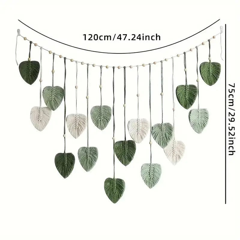 Boho Macrame Tapestry Wall Hanging Cotton Leaf Feather Bedroom Decor UK