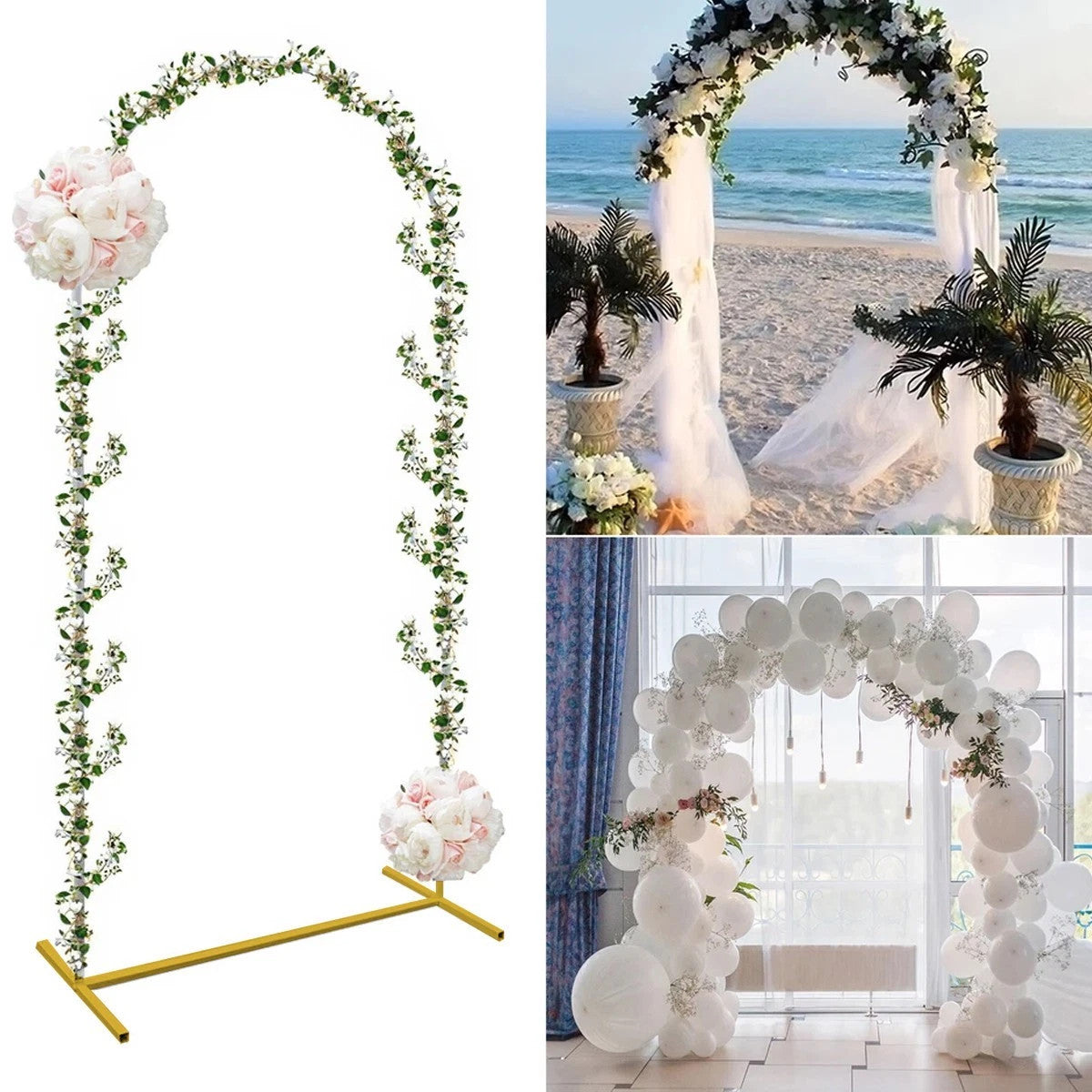 6.6FT Metal Wedding Arch Backdrop Stand Doorway Flower Frame Party Event Decor