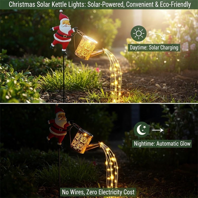 Solar Watering Can Lights Outdoor,Christmas Santa Waterproof Metal Garden  UK