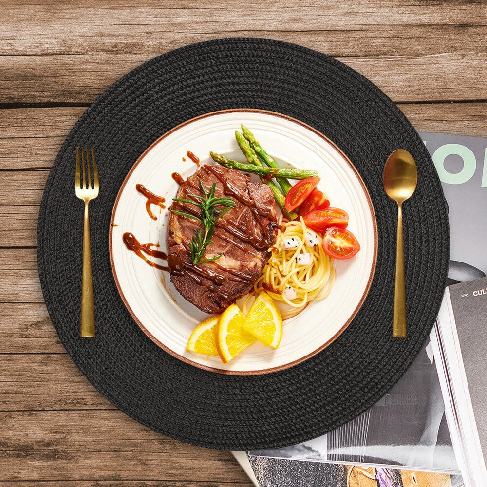 6pc Round Slip Place Mats Woven Placemats*
