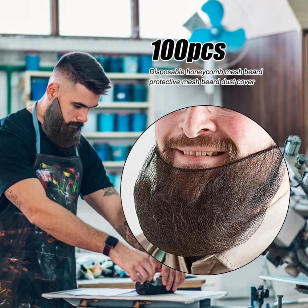 100Pcs Beard Protection Net Elastic Facial Beard Bib Bonnet Portable Beard Cover