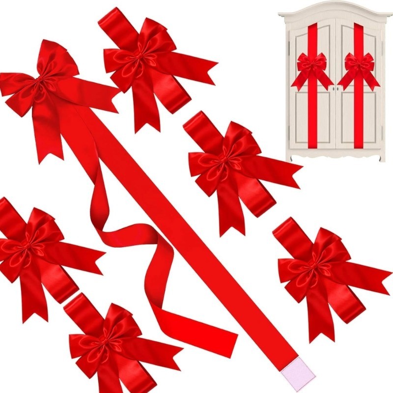 4PCS Fabric Bowknots for Christmas Decors Holiday Party Wedding Decoration