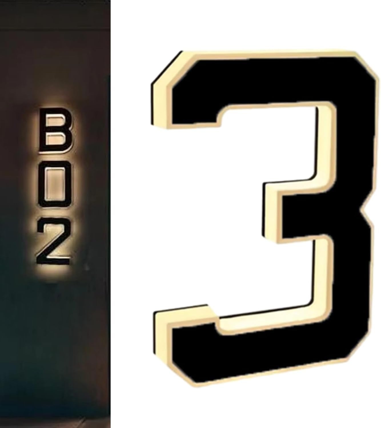 Solar LED House Numbers & Letters, 9 Inch Lighted House Numbers for Outside UK
