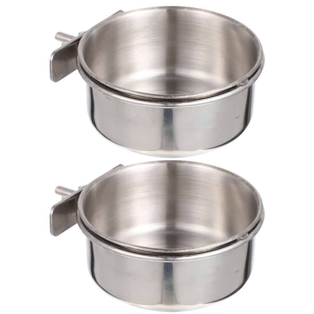 2 Sets Stainless Food Pet Bird Water Feeder Bird Bowl for Feeding Parrots