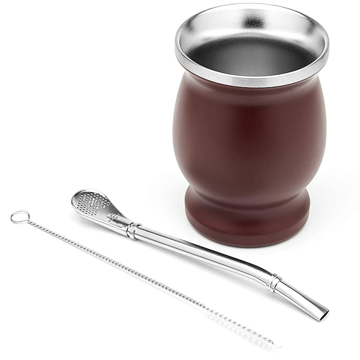 8oz Yerba Mate Gourd Set Double-Wall Yerba Mate Cup Bombilla Straw Mate Tea Cup