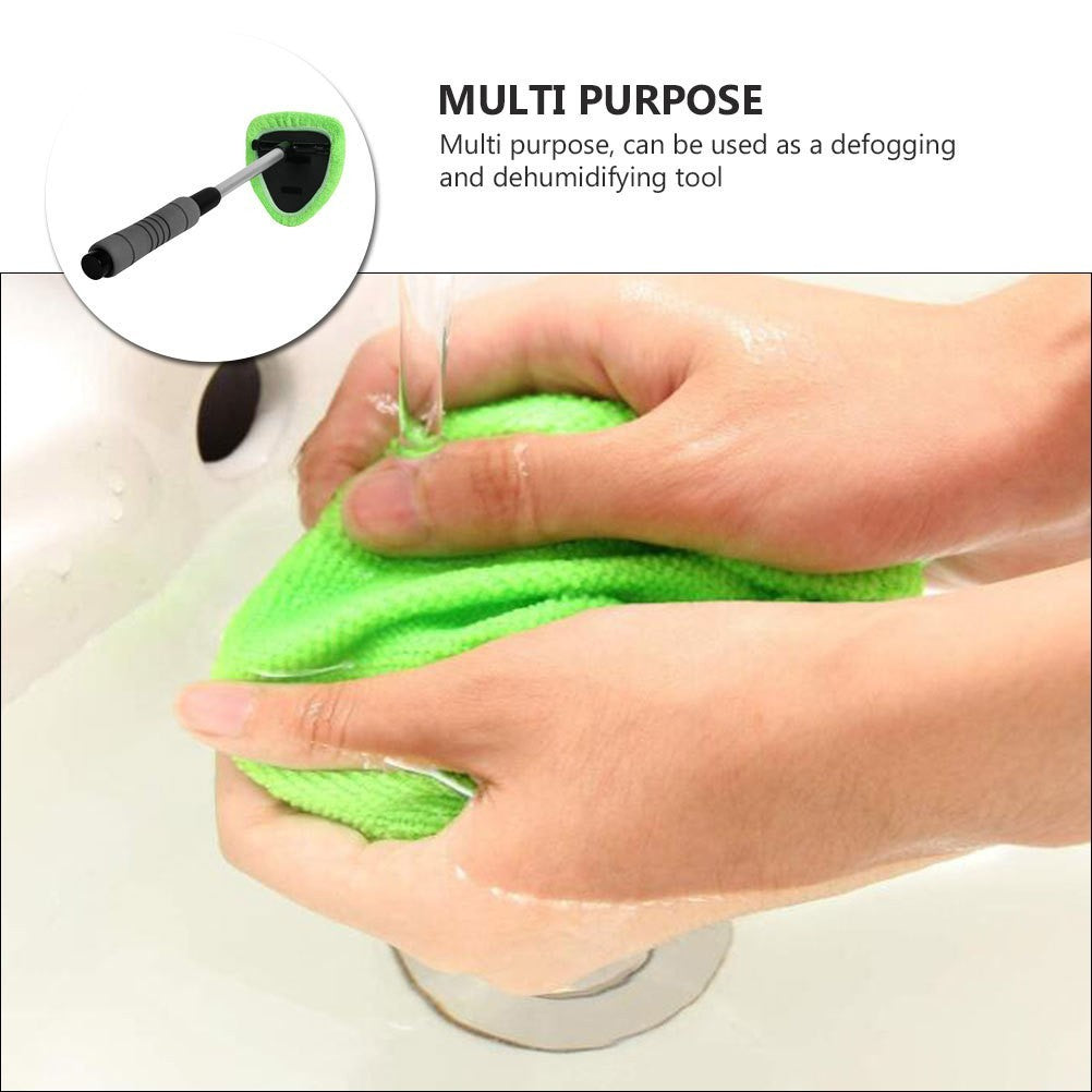 1Pc Windshield Cleaner Car Window Cleaning Tool Retractable Handle Brush (Green)