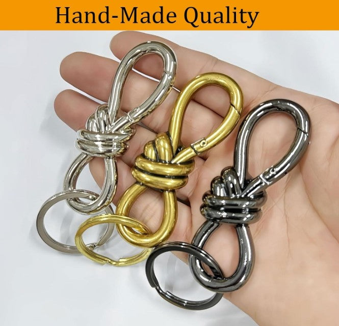 Gold Knot Carabiner,Heavy Duty Snap Hook Key Fob,Hardware Sliding Buckle
