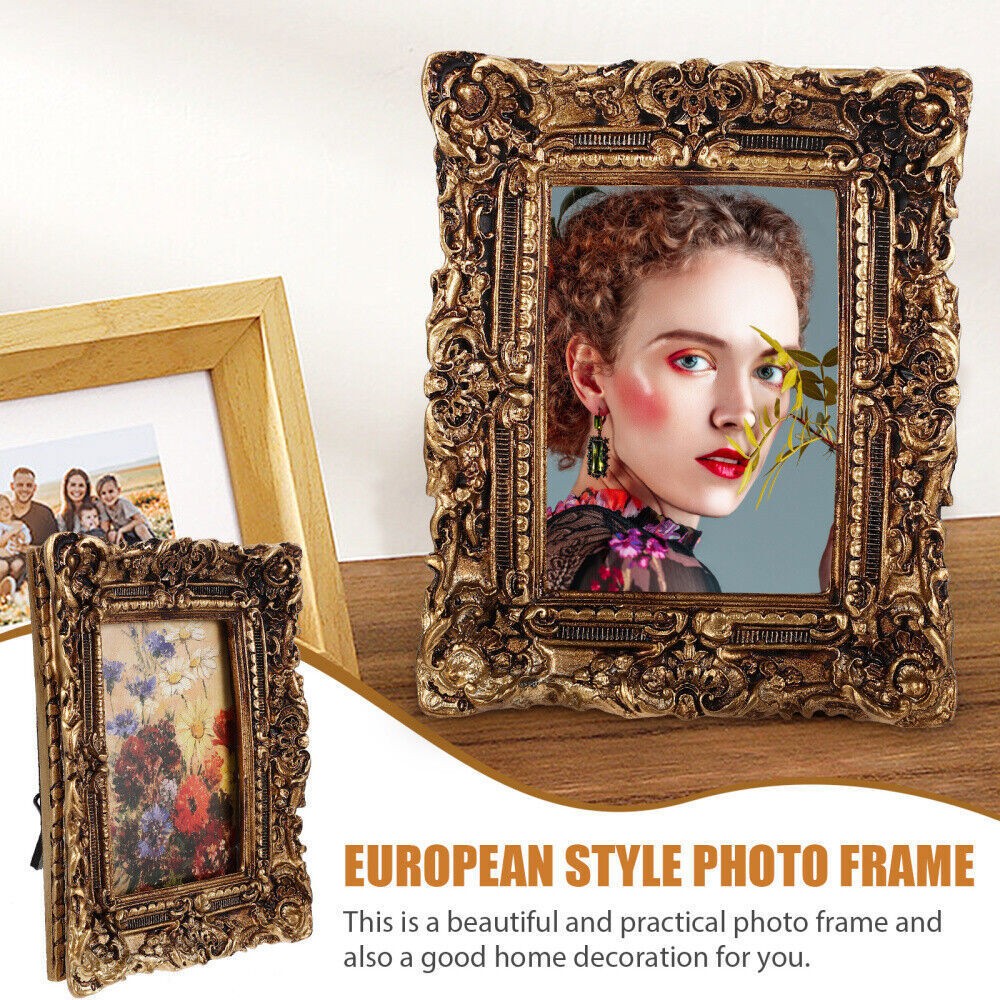 Wall Hanging Vintage Antique Picture Frame Tabletop Ornate Embossed Flower style