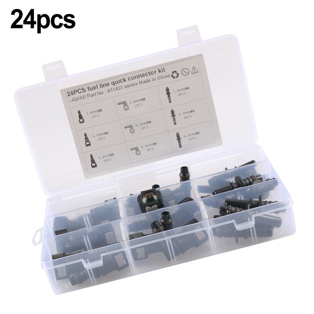 Fuel Line Quick Connector Repair Kit 24PCS ID8 8MM Diesel Oil-Hose-Connectors