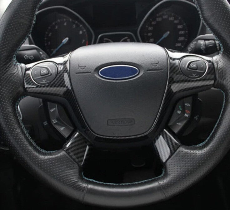 Carbon Fibre Effect Steering Wheel Trim Cover For Ford Focus MK3 Kuga C-Max