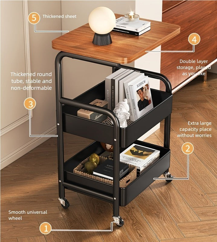 3 Tier Storage Trolley Cart Kitchen Utility Rolling Rack Tray Shelf On Wheels