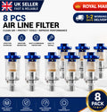 8pcs Spray Paint Gun 1/4'' BSP Mini in Line Air Filter Moisture Water Trap Kit