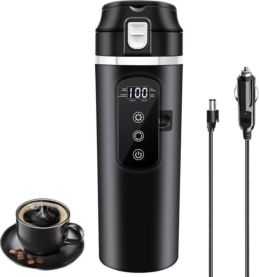 12V/24V Electric Kettle Car Heating Cup 500ml Thermos With Smart Touch Screen .