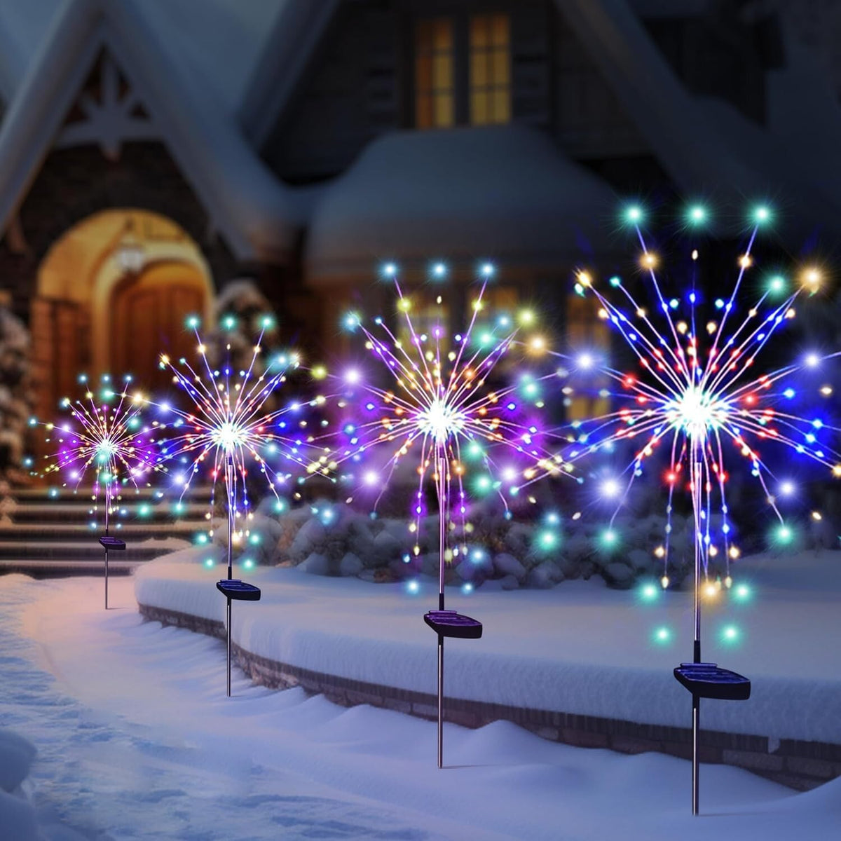 2PCS Solar Lights Outdoor Garden LED Solar Powered Firework Light Lamp DIY