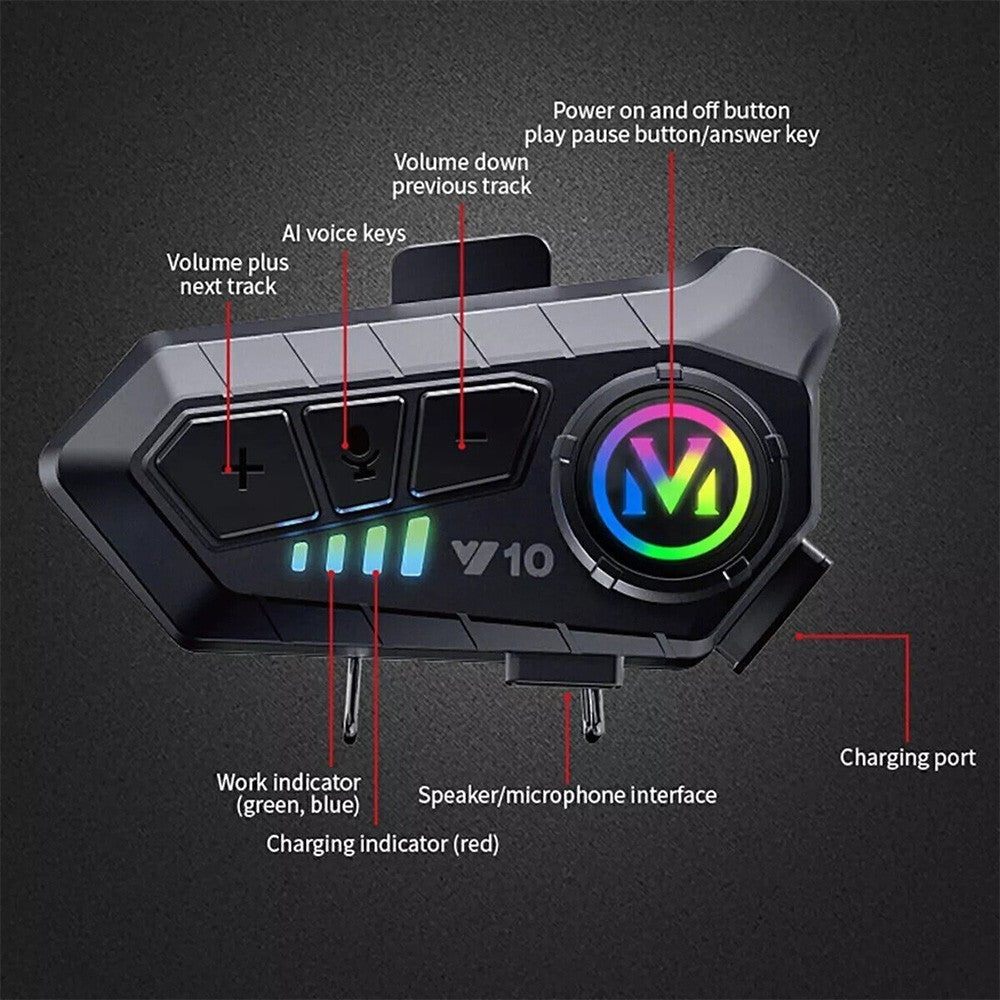 2x Bluetooth Motorcycle Helmet Headset Intercom Wireless Motorbike Headphone