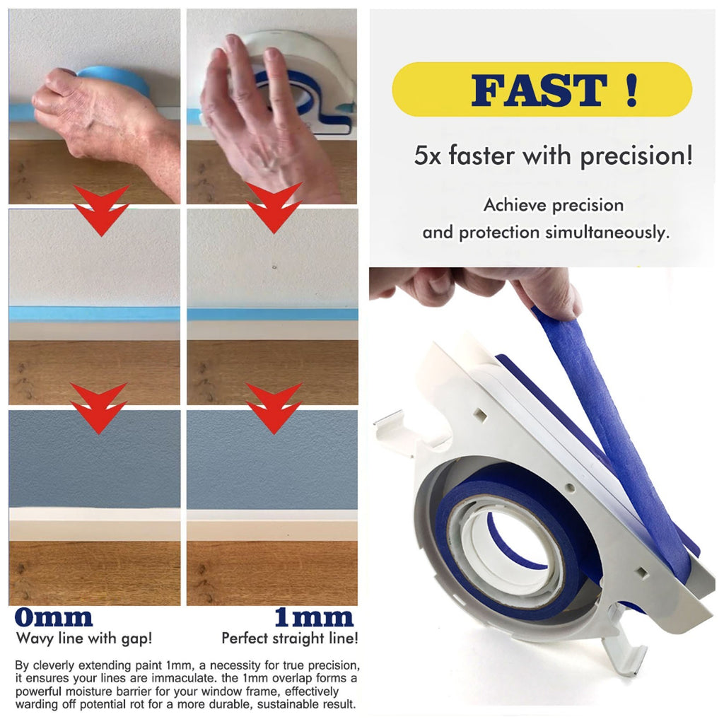 Masking Paint Tape Applicator Set Blue Painter Tape Dispenser Tool 25mm Width UK