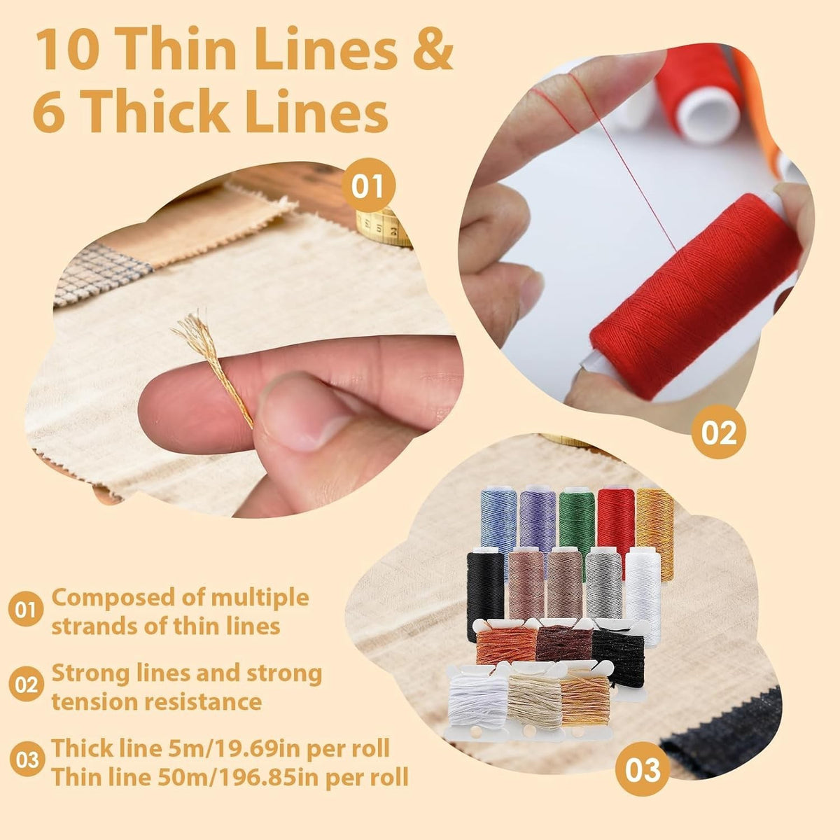 Leather Sewing Kit Hand Stitching Craft Tools Kit Awl Waxed Thread Needles DIY