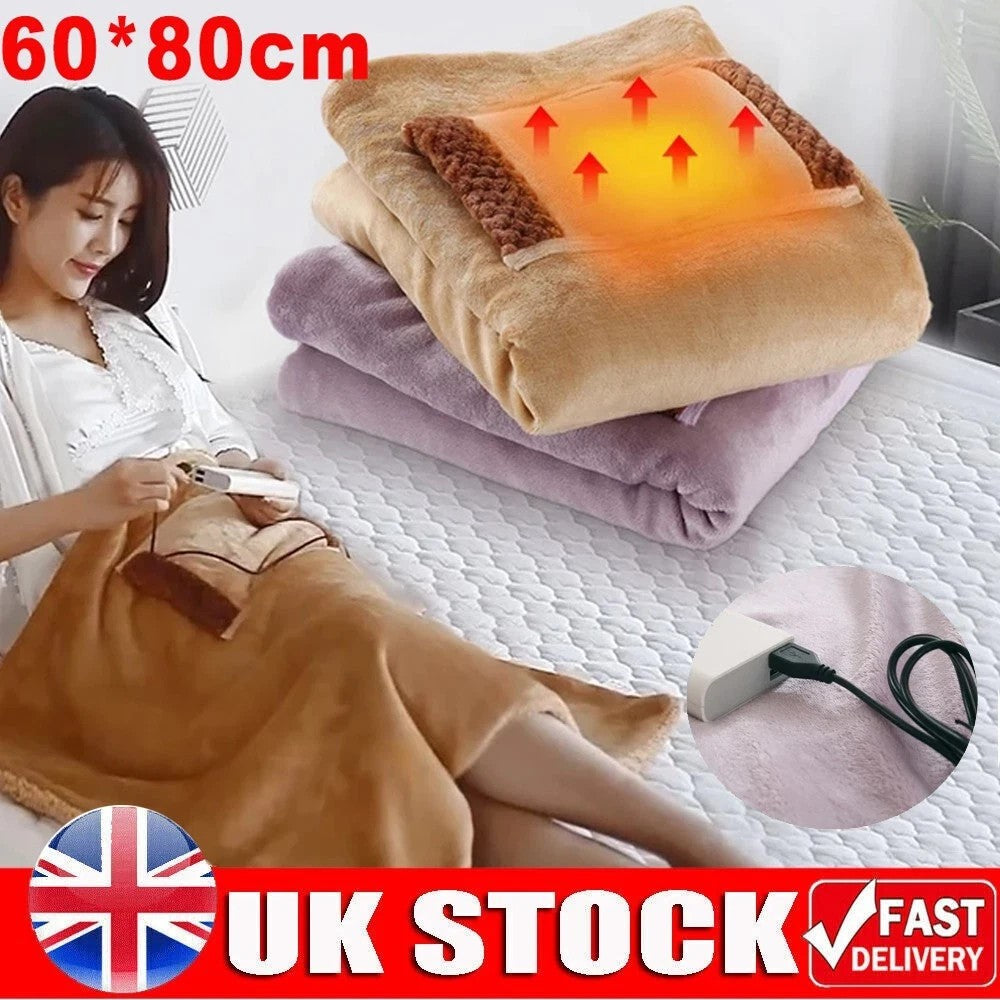 Electric Heated Throw Over Blanket Large Warm Washable Fleece Winter Warming USB
