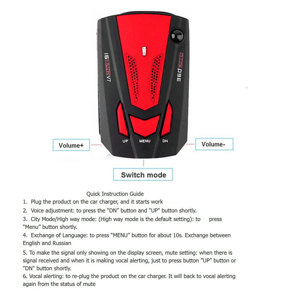360° Car Speed V7 GPS Radar Detector Camera Voice Alert Warning Speedometer UK