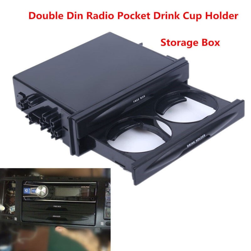 Universal Car Single/Double Din Radio Pocket Kit w/ Drink-Cup Holder Brand New