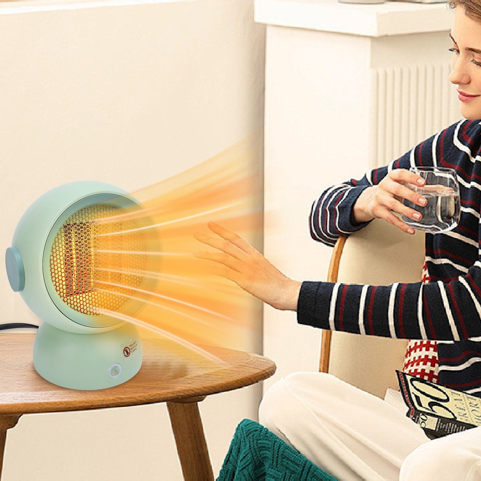 Green Desktop Space Heater Quiet High Power Portable Heater Fan For Bedroom SG