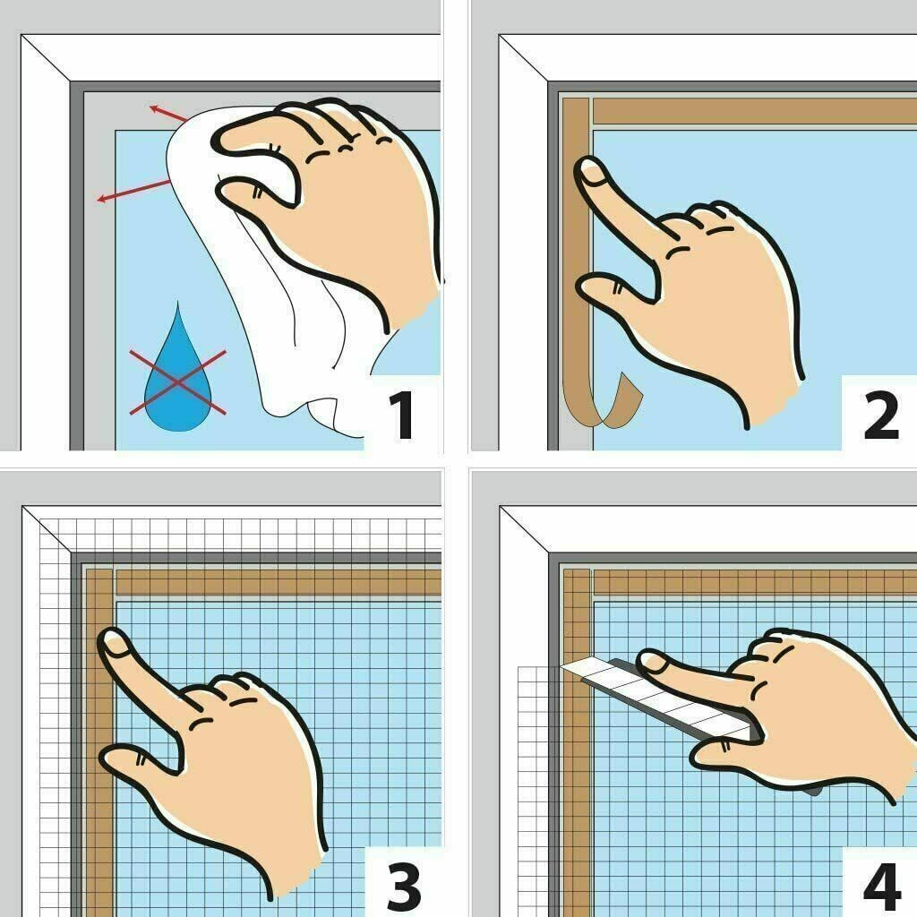 4PC Window Fly Screen & Insect Net | Bug Net Mosquito Net Mesh for Windows White