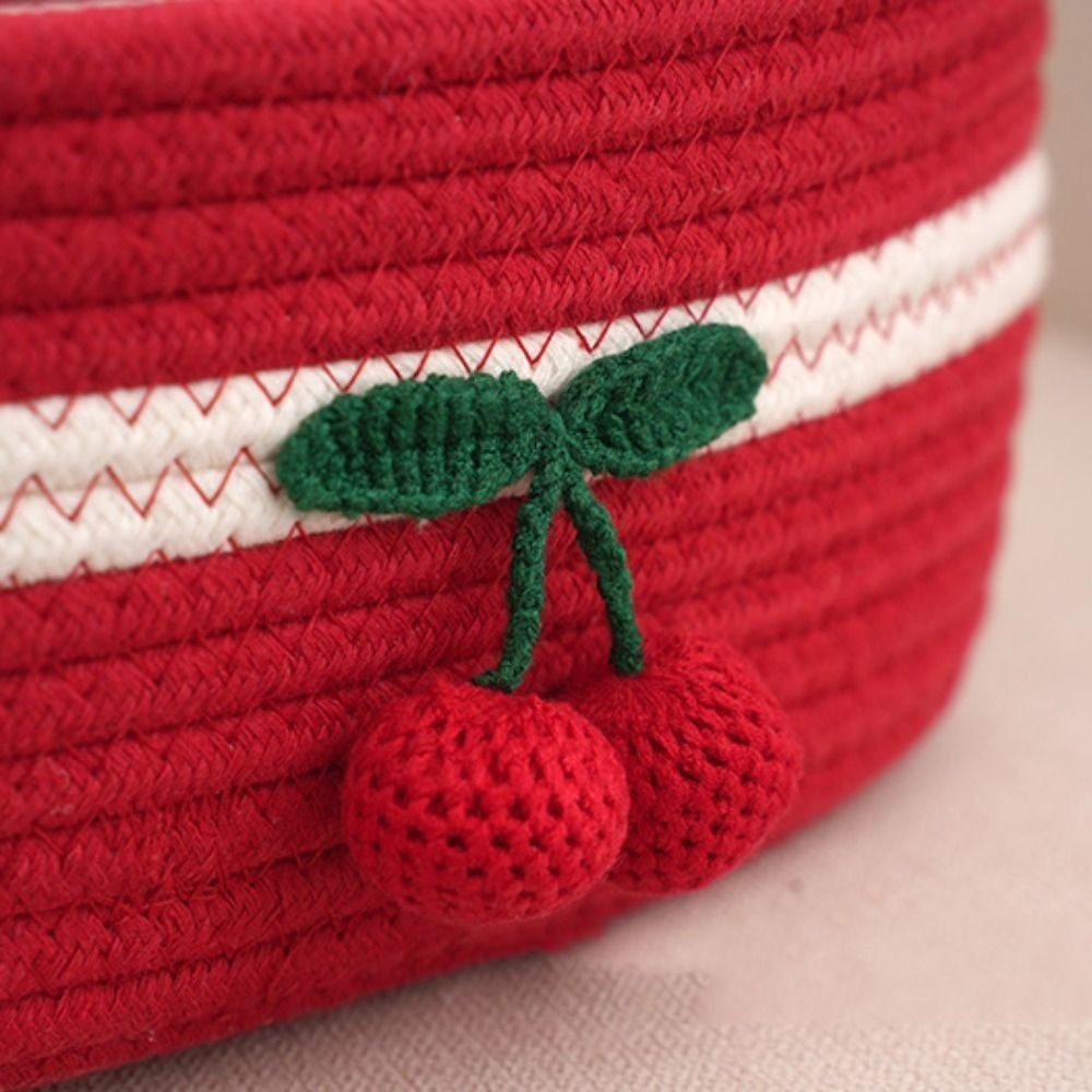 Woven Storage Basket Red Cherry Basket Snacks Gift Basket Desktop Organizer