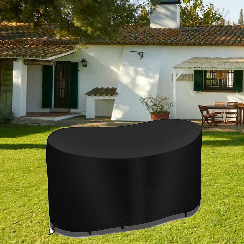 Waterproof 210D Black Oval Table Cover for Outdoor Use and Maintenance