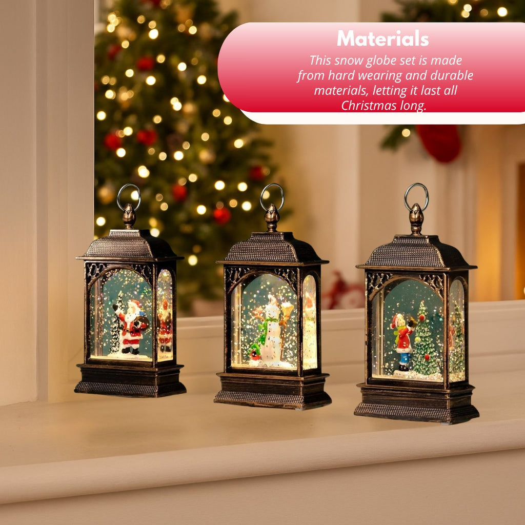 Christmas Santa Train Snow Globe Xmas Home Decor Snowman 25cm 4pc Set Reindeer
