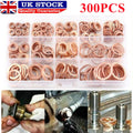 M5-M20 Assorted Solid Copper Car Engine Washers Crush Seal Flat Ring Gasket Set