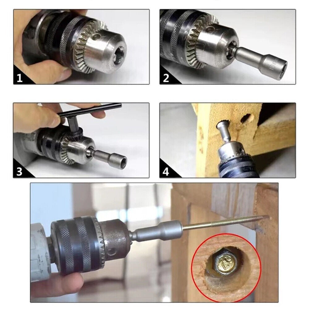 14pcs 6 -19mm 1/4" Nut Driver Bit Set Hex Magnetic Metric Socket Impact Drill UK