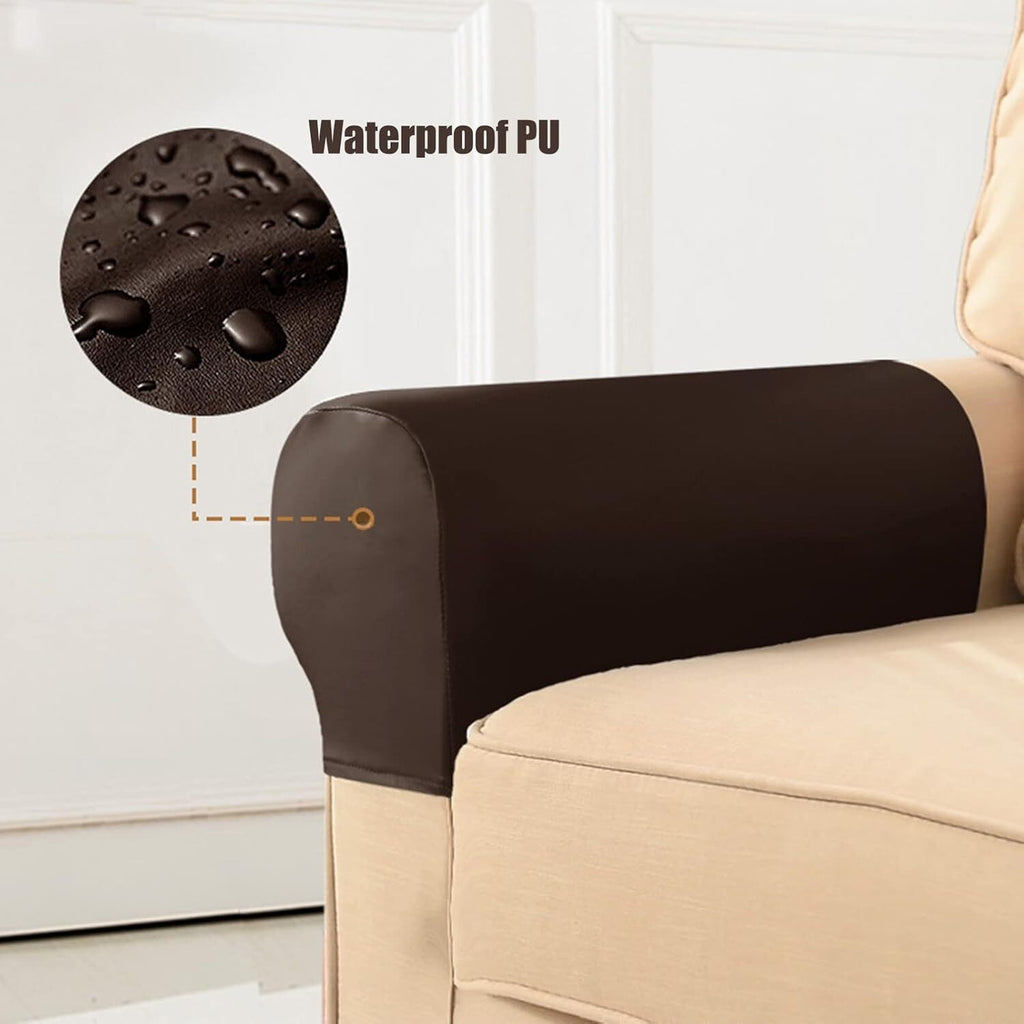 Stretch 2/4 Set PU Leather Sofa Armrest Cover Sofa Arm Protector Waterproof