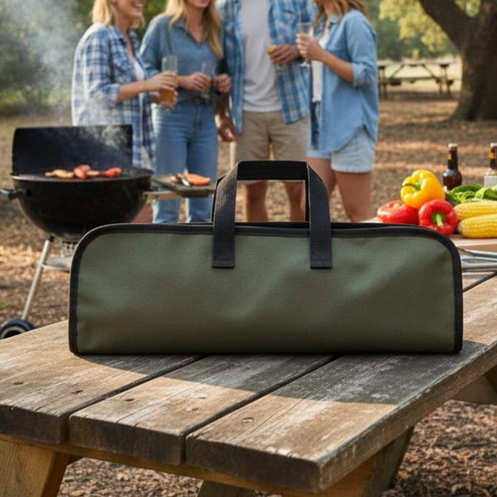 Chef Bag Heavy-Duty Waxed Canvas Roll Lightweight for Outdoor, Chefs