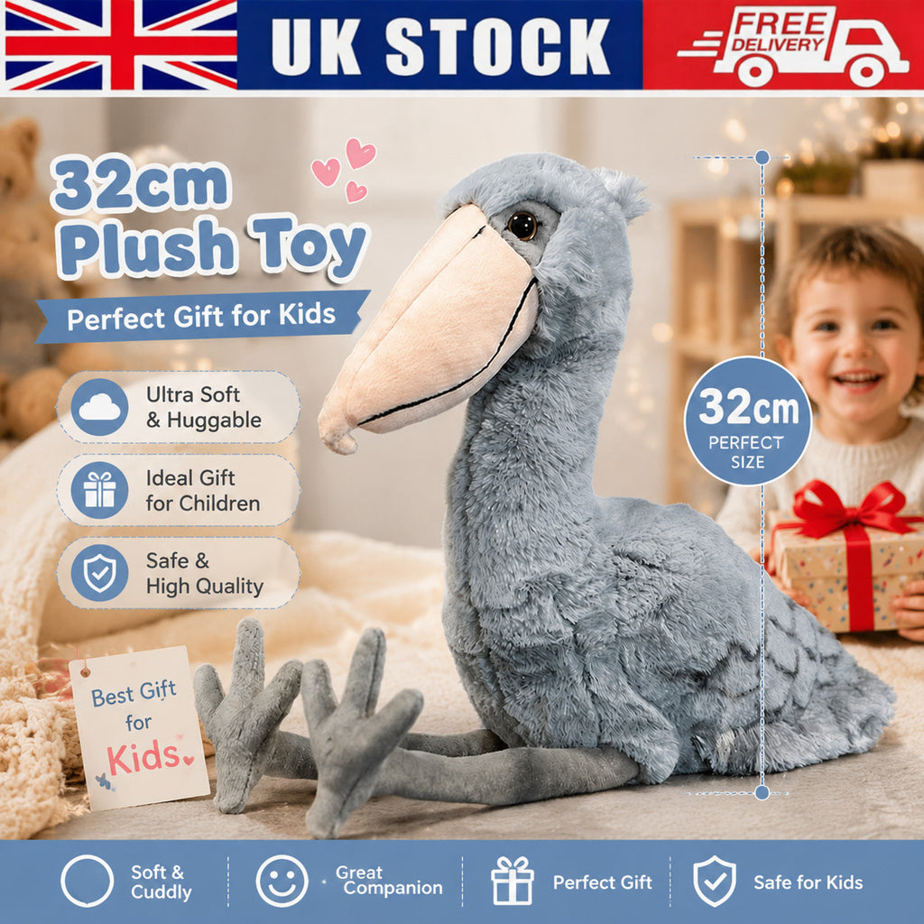 32cm Shoebill Whale-Headed Stork Bird Plush Toy Stuffed Animal Kids Gift