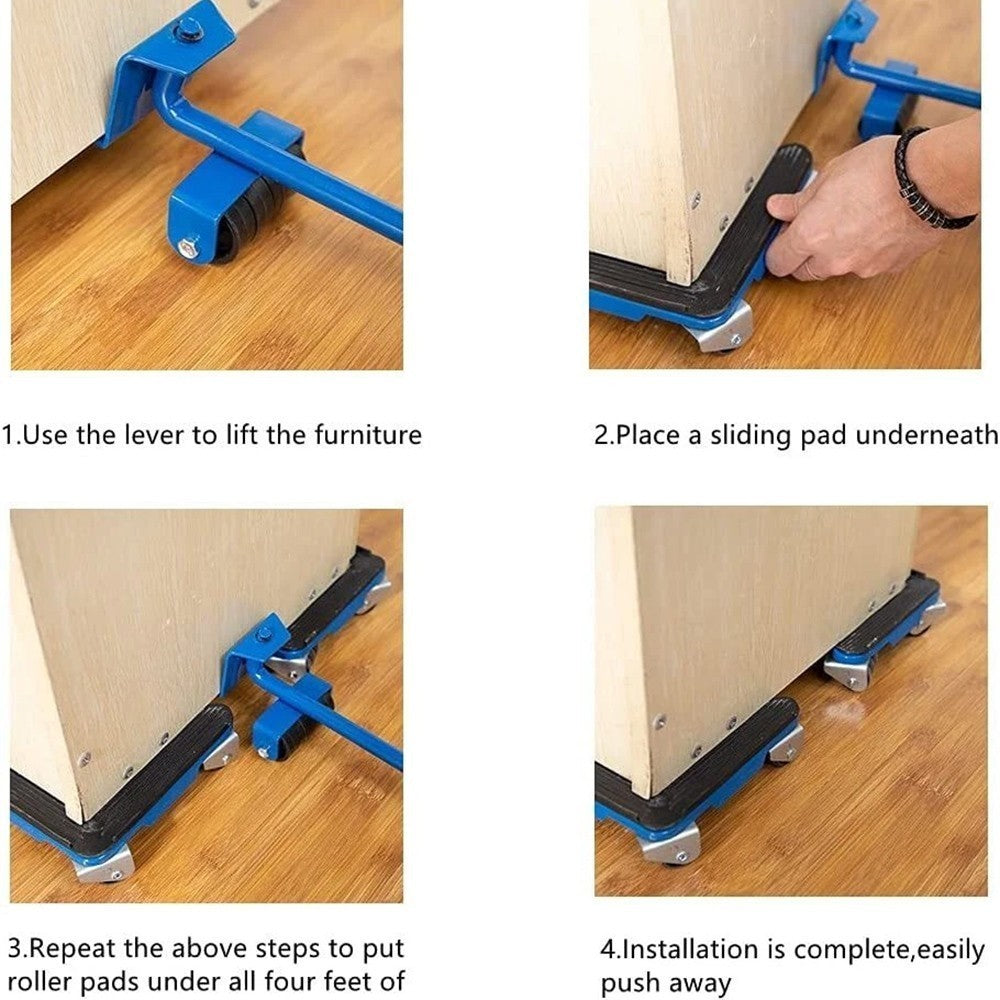 Heavy Duty Furniture Shifter Lifter Wheels Moving Slider Mover Removal Set Tool