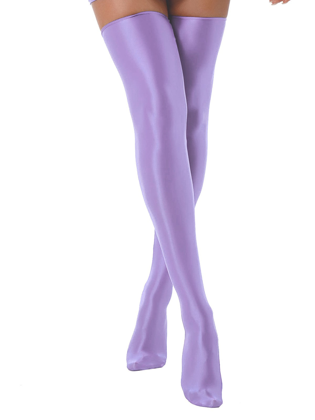 1 Pair Womens Oil Shiny Stockings Stretchy Footed Thigh High Stockings Lingerie