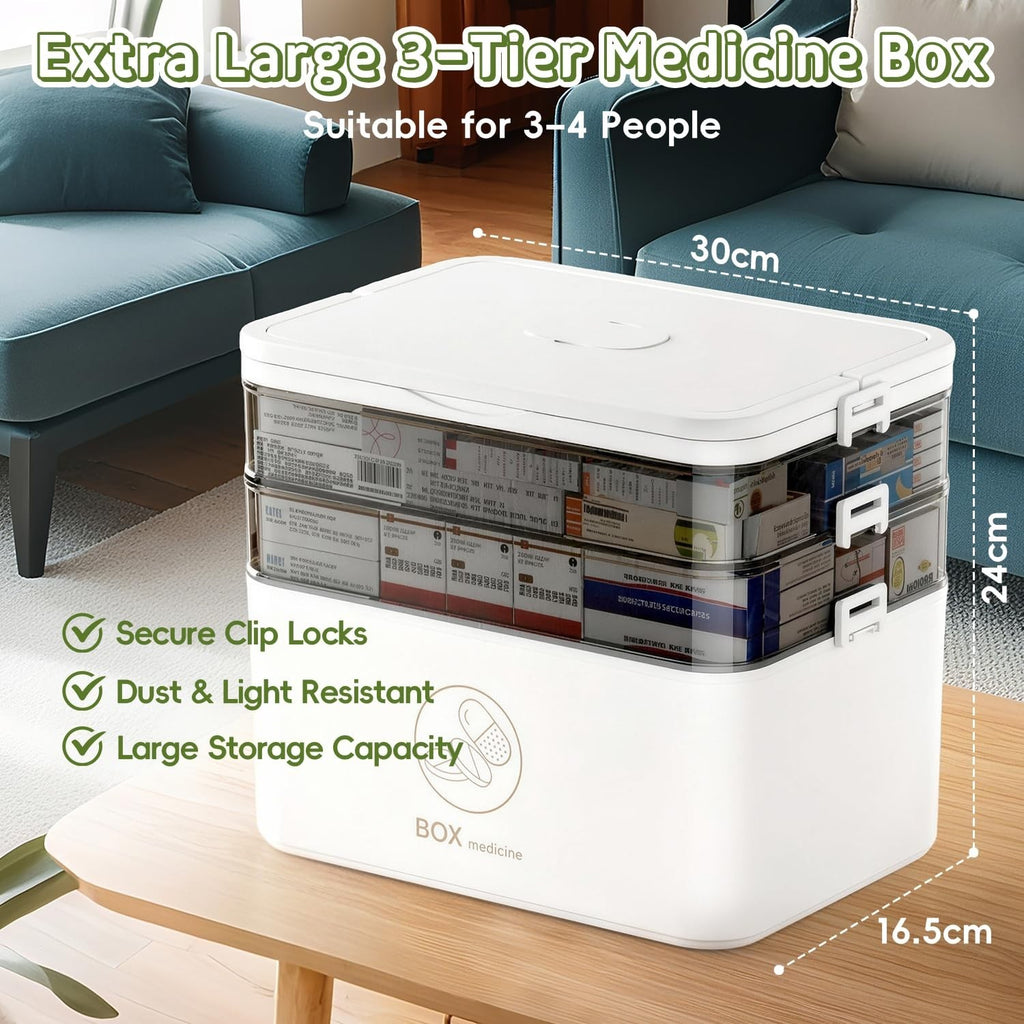 UK Portable Medication Box Large Capacity Medicine Storage Container Case