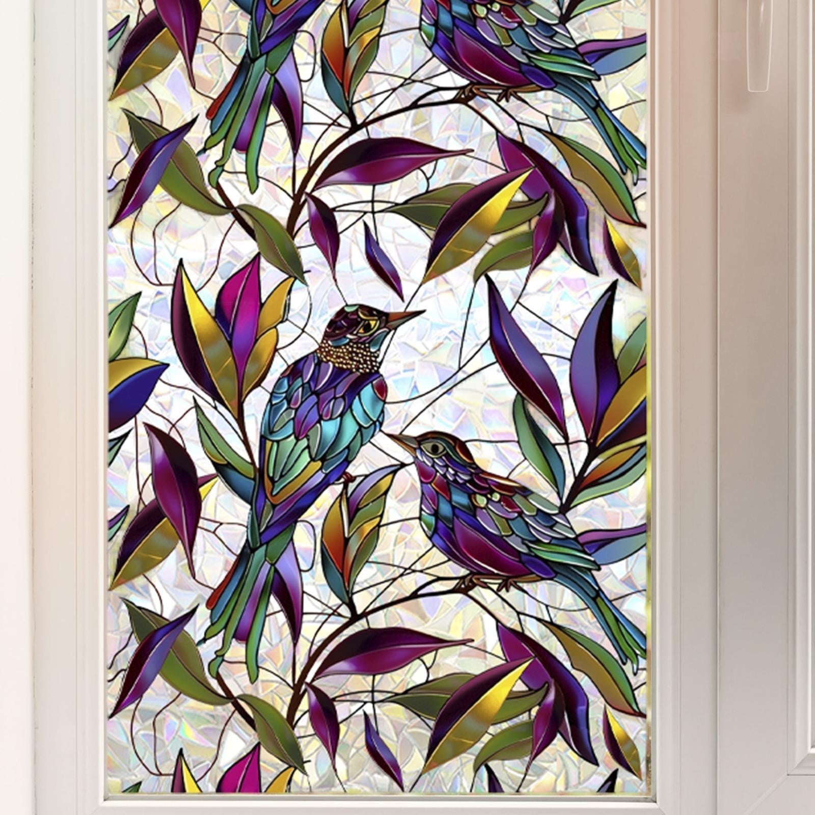 Stained Glass Window Film Creative Design Self Sticky Privacy Rainbow Decal