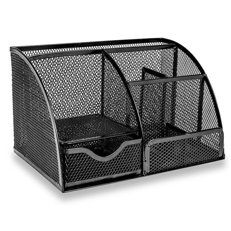 Metal Mesh Desk Organiser Stationery Pen Pencil Holder Tidy Storage For Office
