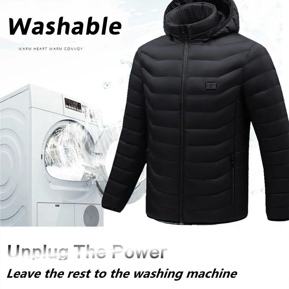 Men 21 Areas Heated Jacket USB Electric Heating Vest Winter Outdoor Warm Coat