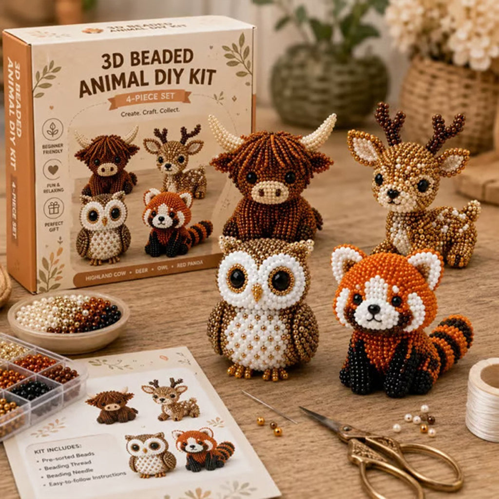Tiny 3D Beaded Animal DIY Kit Cute Bird Animal Beading Craft Set Handmade Art UK