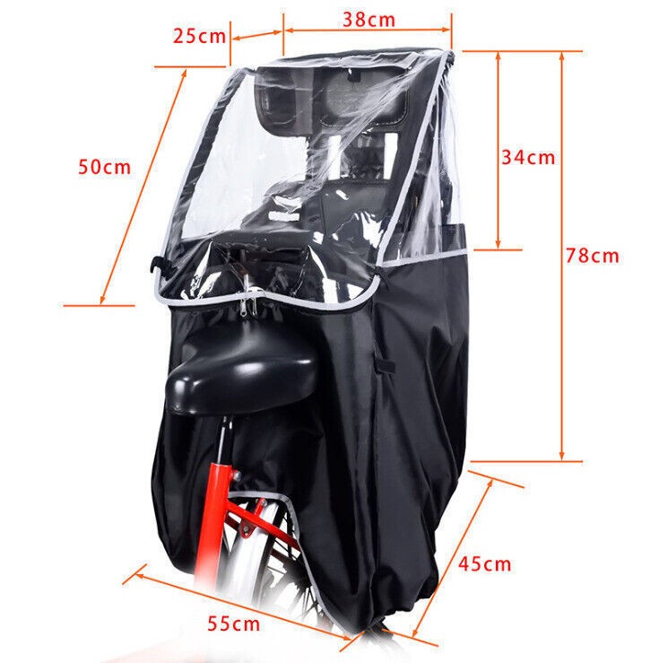 Child Bike Seat Rain Cover PVC Bicycle Rear Seat Canopy Cover
