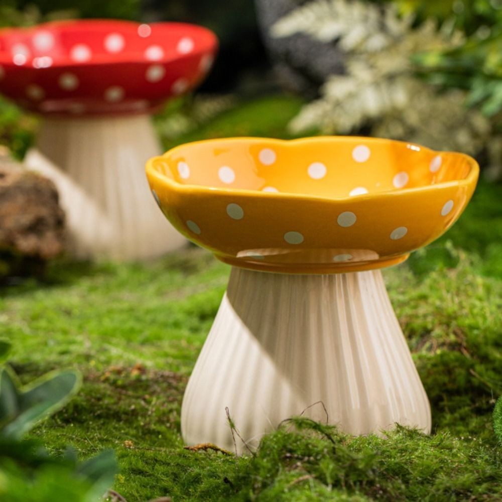 Cat Food Bowl Mushroom Cat Bowl Resin Elevated Shelf Beard Friendly Raised
