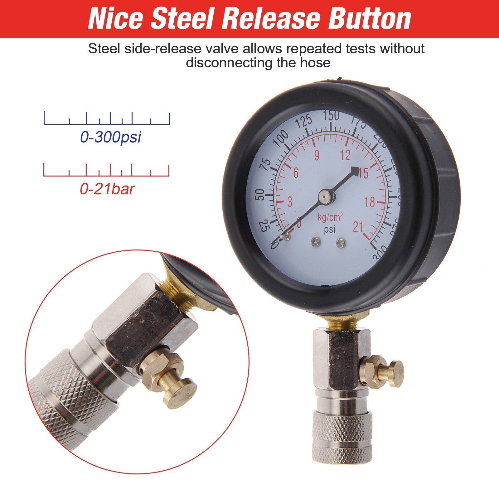 8PCS Petrol Engine Compression Tester for Automotives and Motorcycles Kit Set
