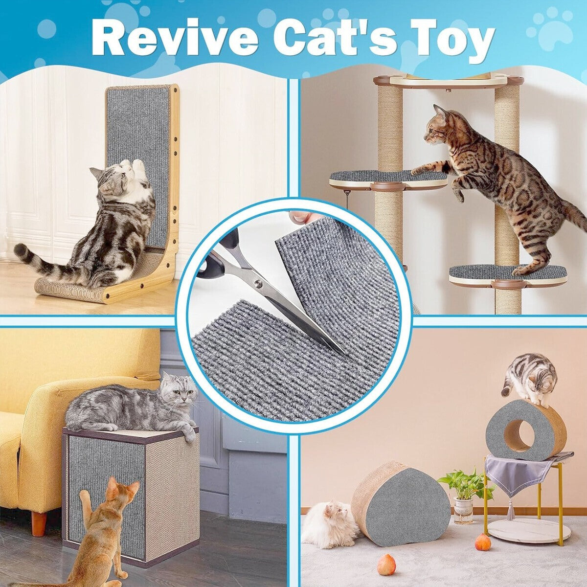 Self Adhesive Pet Cat Scratching Mat Antislip Play Protection Claw Scratcher Pad