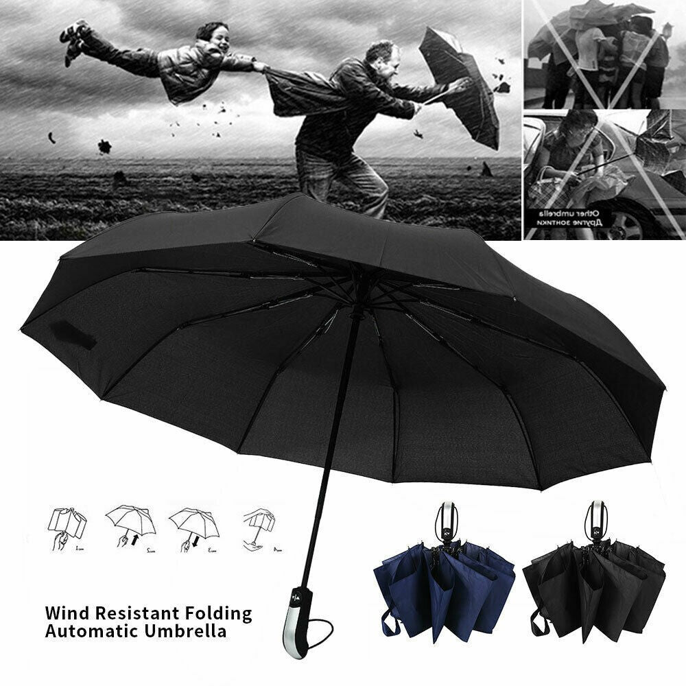 Double Wind Resistant Strong Automatic Open&Close Folding Canopy 10 Rib Umbrella