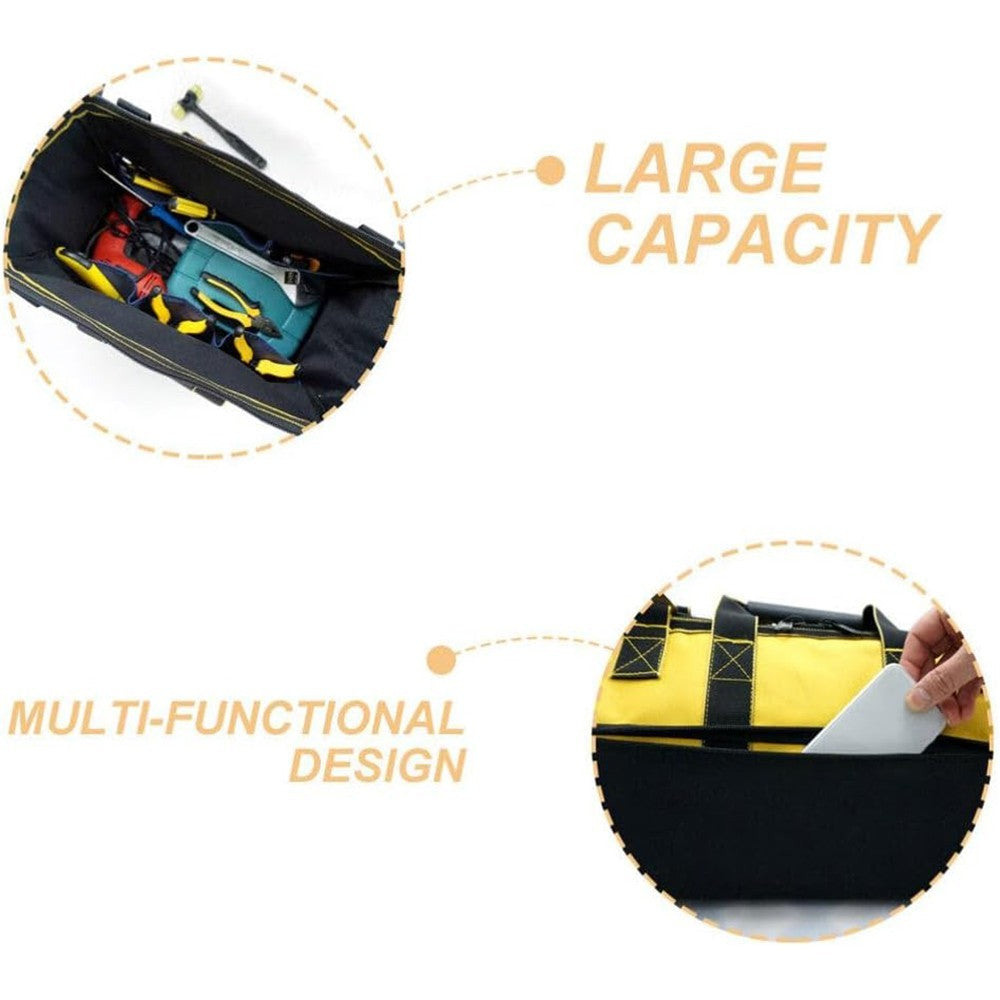 20" Multifunctional Tool Bag Heavy Duty Hard Base Storage Case w/Shoulder Strap